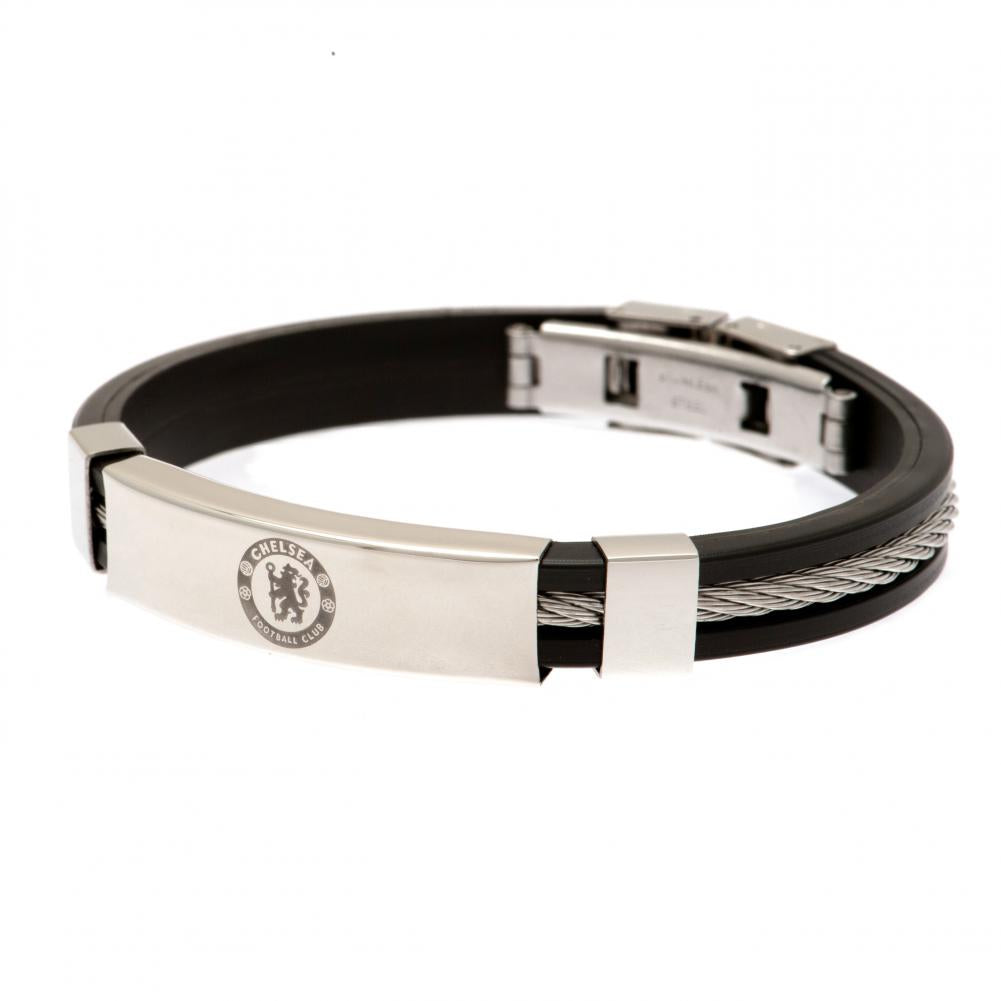 Official Chelsea FC Silver Inlay Silicone Bracelet