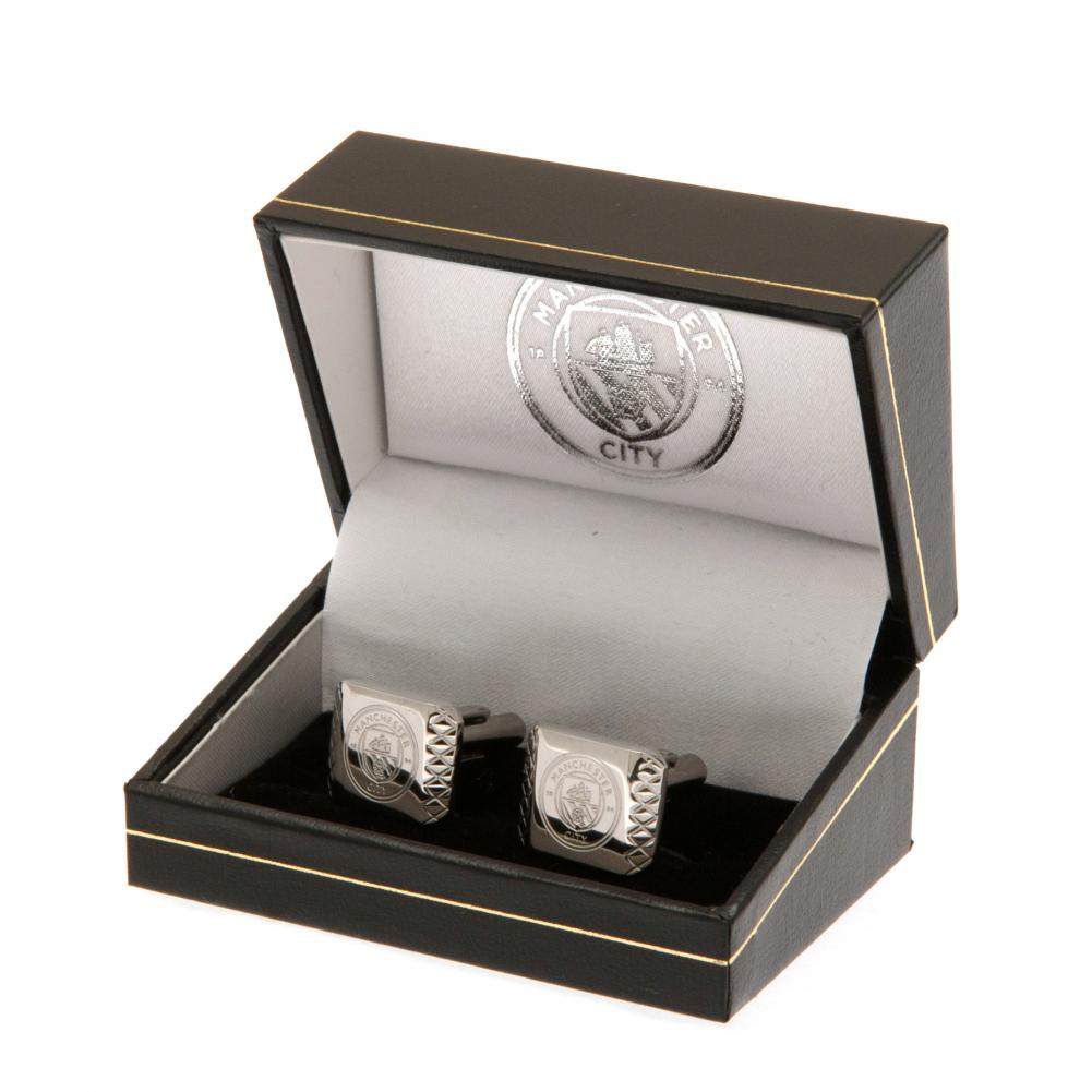 Official Manchester City FC Stainless Steel Patterned Cufflinks