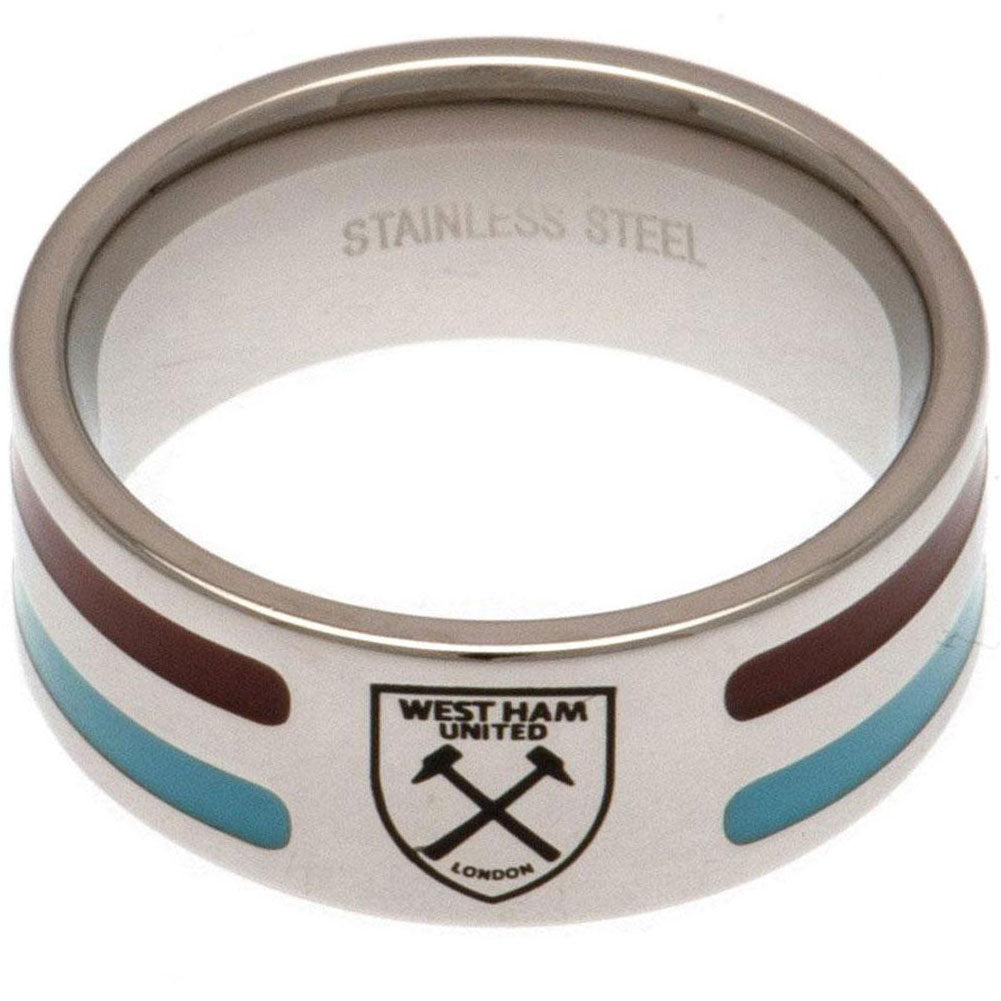 Official West Ham United FC Colour Stripe Ring Medium