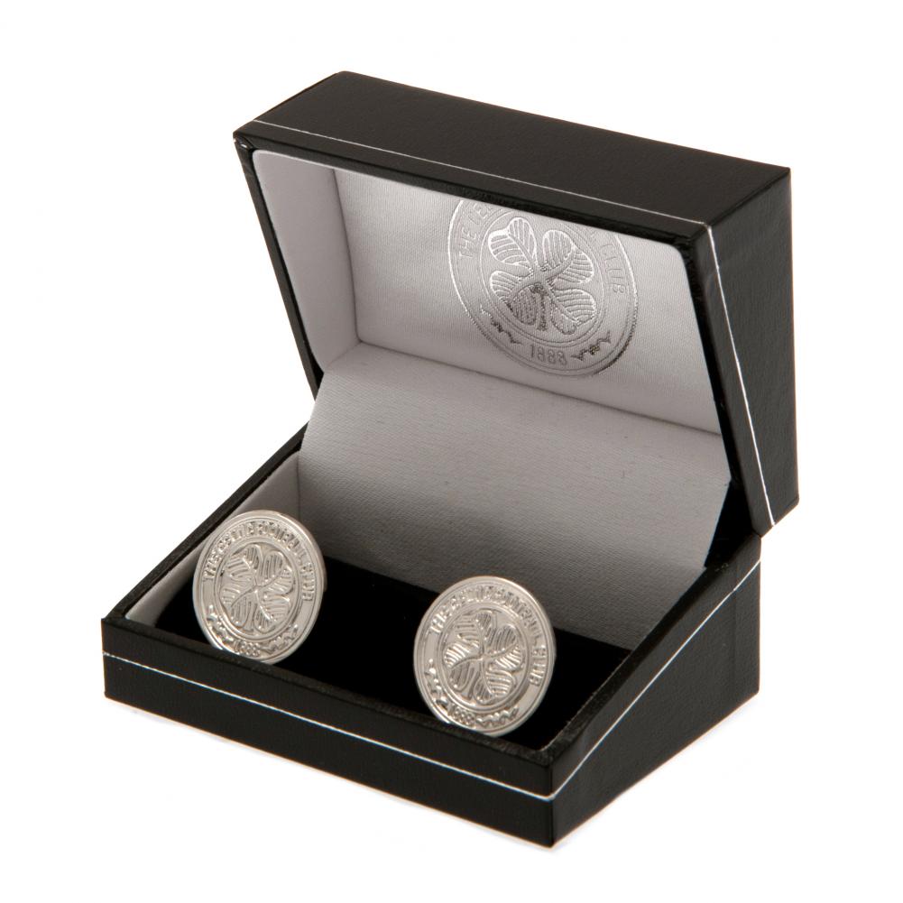 Official Celtic FC Silver Plated Formed Cufflinks