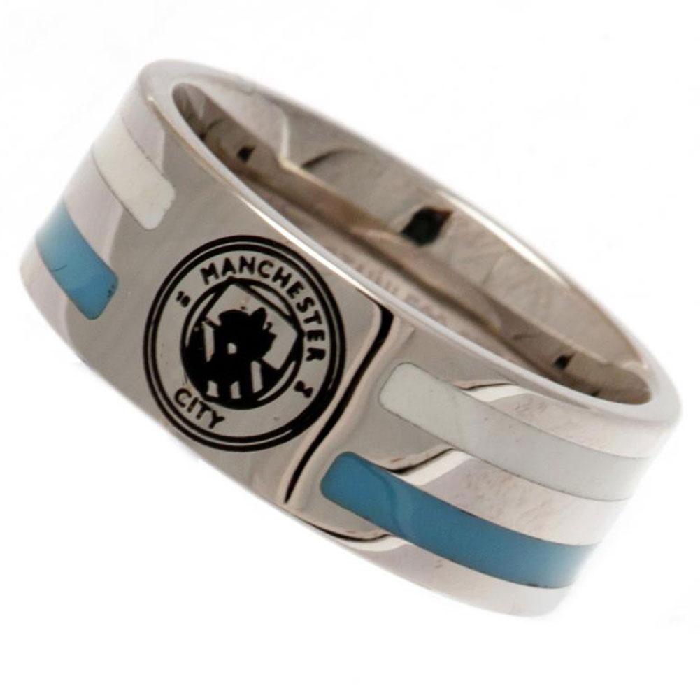 Official Manchester City FC Colour Stripe Ring Medium