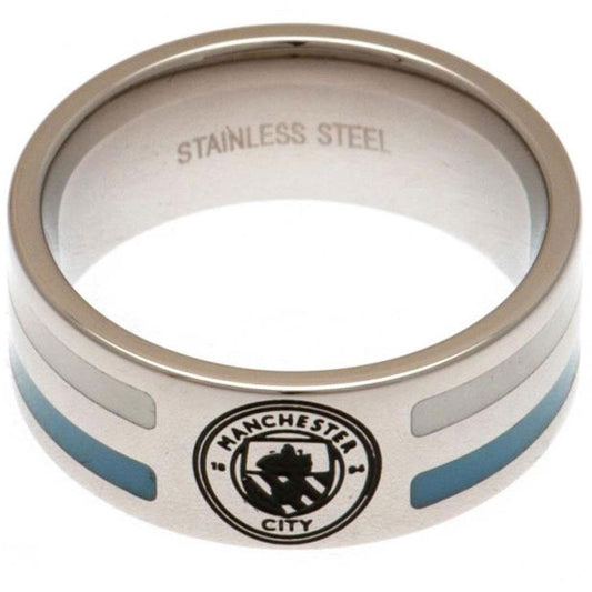 Official Manchester City FC Colour Stripe Ring Medium