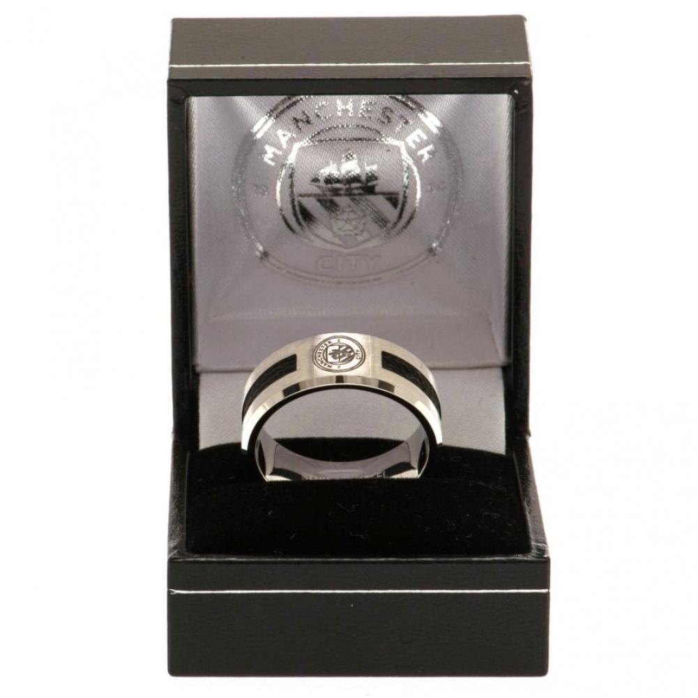 Official Manchester City FC Black Inlay Ring Small