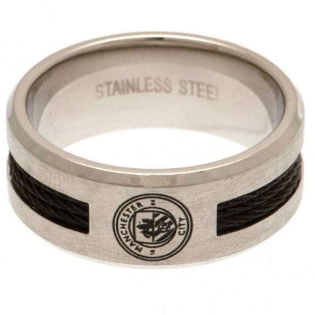 Official Manchester City FC Black Inlay Ring Large