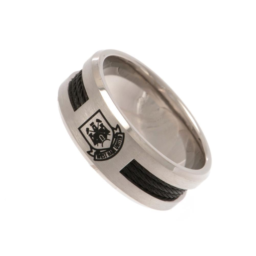 Official West Ham United FC Black Inlay Ring Medium CT