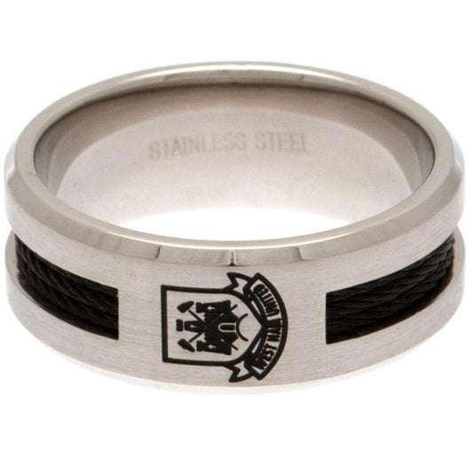 Official West Ham United FC Black Inlay Ring Medium CT