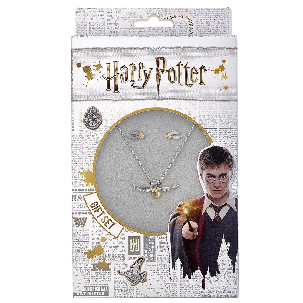 Official Harry Potter Silver Plated Necklace & Earrings Golden Snitch