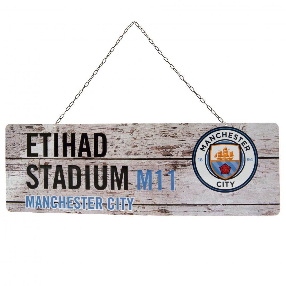 Official Manchester City FC Rustic Garden Sign