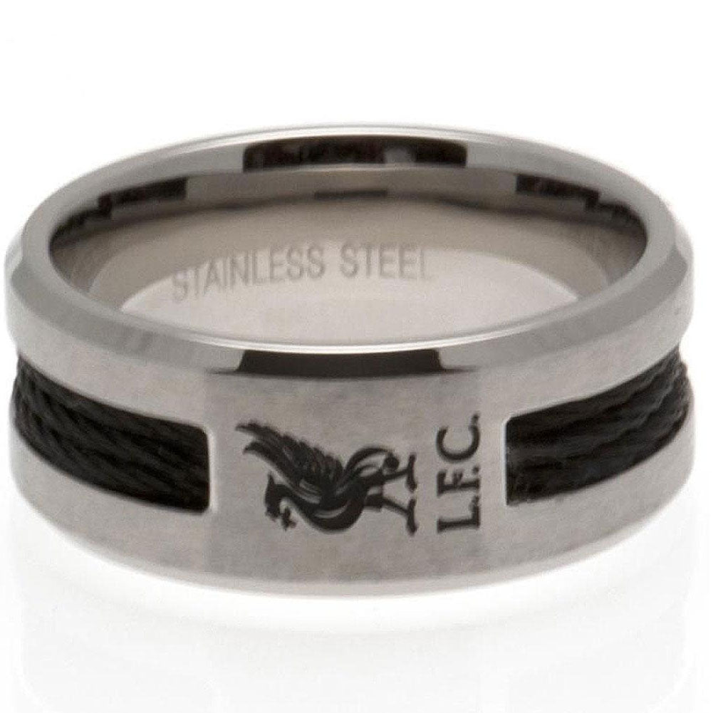 Official Liverpool FC Black Inlay Ring Medium