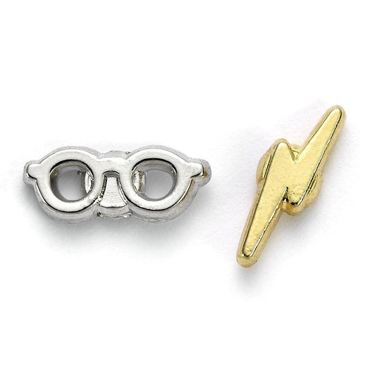 Official Harry Potter Silver Plated Earrings Lightning Bolt & Glasses