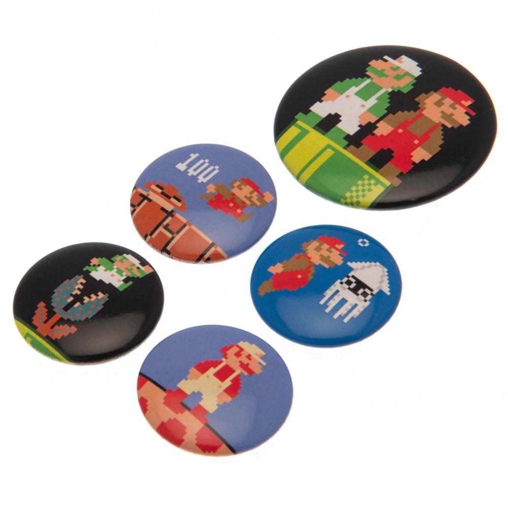 Official Super Mario Button Badge Set Retro