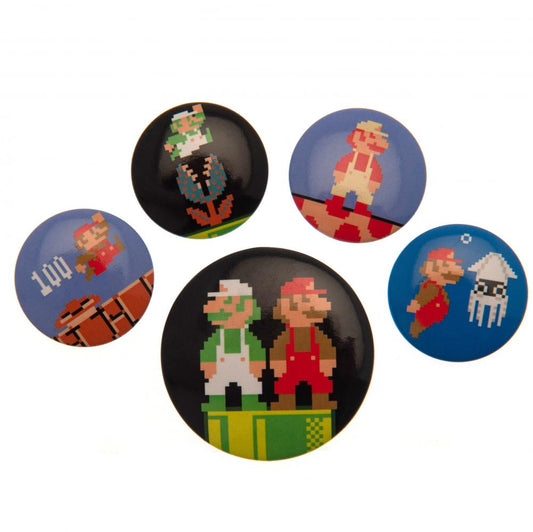 Official Super Mario Button Badge Set Retro