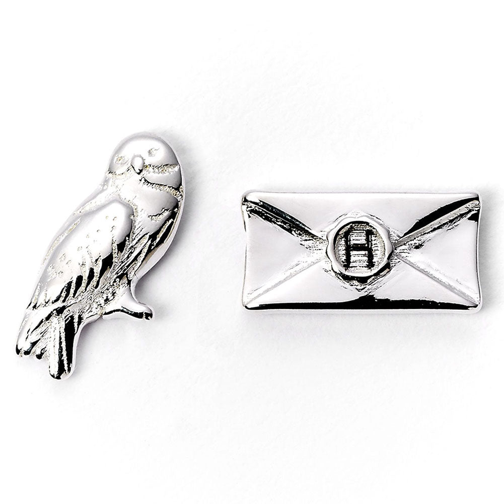 Official Harry Potter Silver Plated Earrings Hedwig Owl & Letter