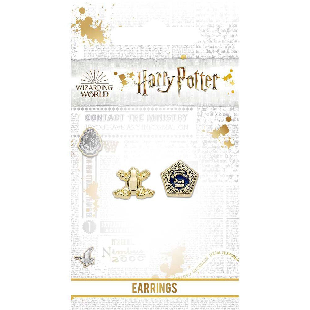 Official Harry Potter Gold Plated Earrings Chocolate Frog