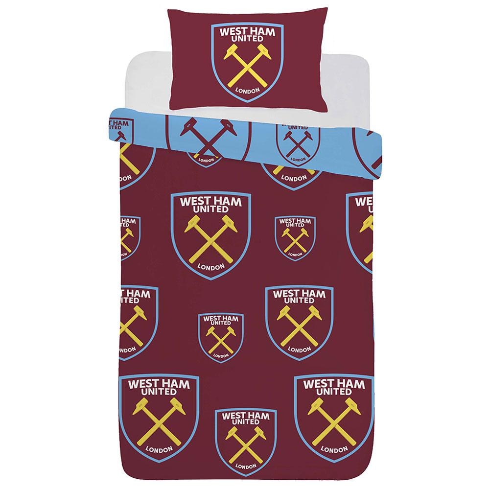 Official West Ham United FC Multi Crest Single Duvet Set