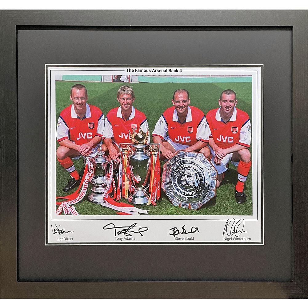 Official Arsenal FC Famous Back 4 Signed Framed Print