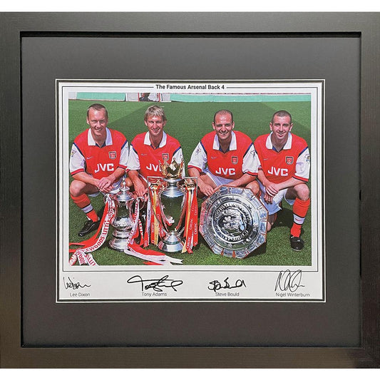 Official Arsenal FC Famous Back 4 Signed Framed Print