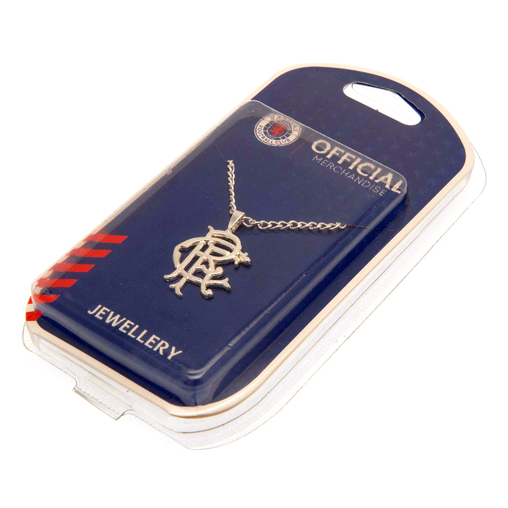 Official Rangers FC Silver Plated Pendant & Chain XL