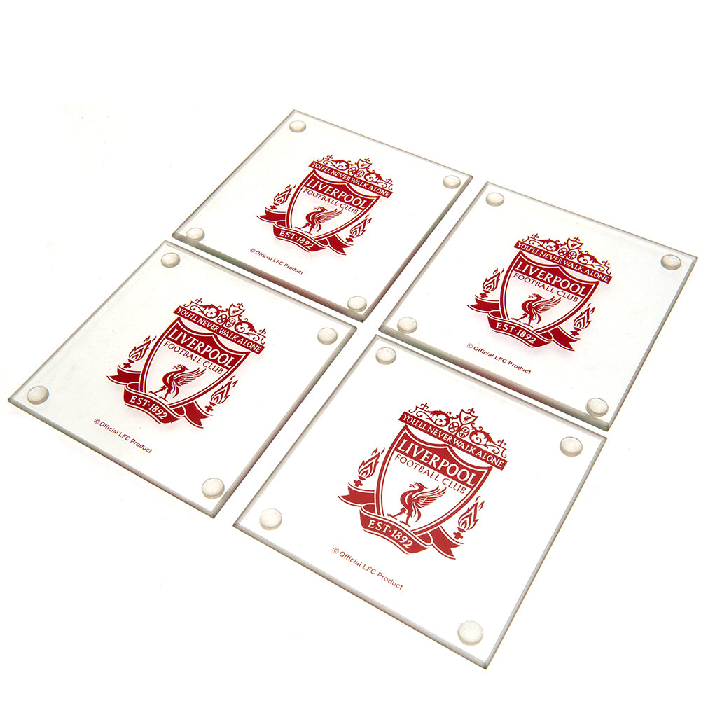 Official Liverpool FC 4pk Glass Coaster Set