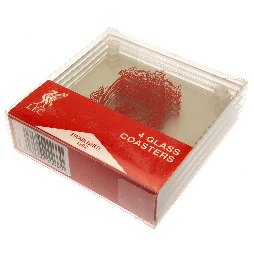 Official Liverpool FC 4pk Glass Coaster Set