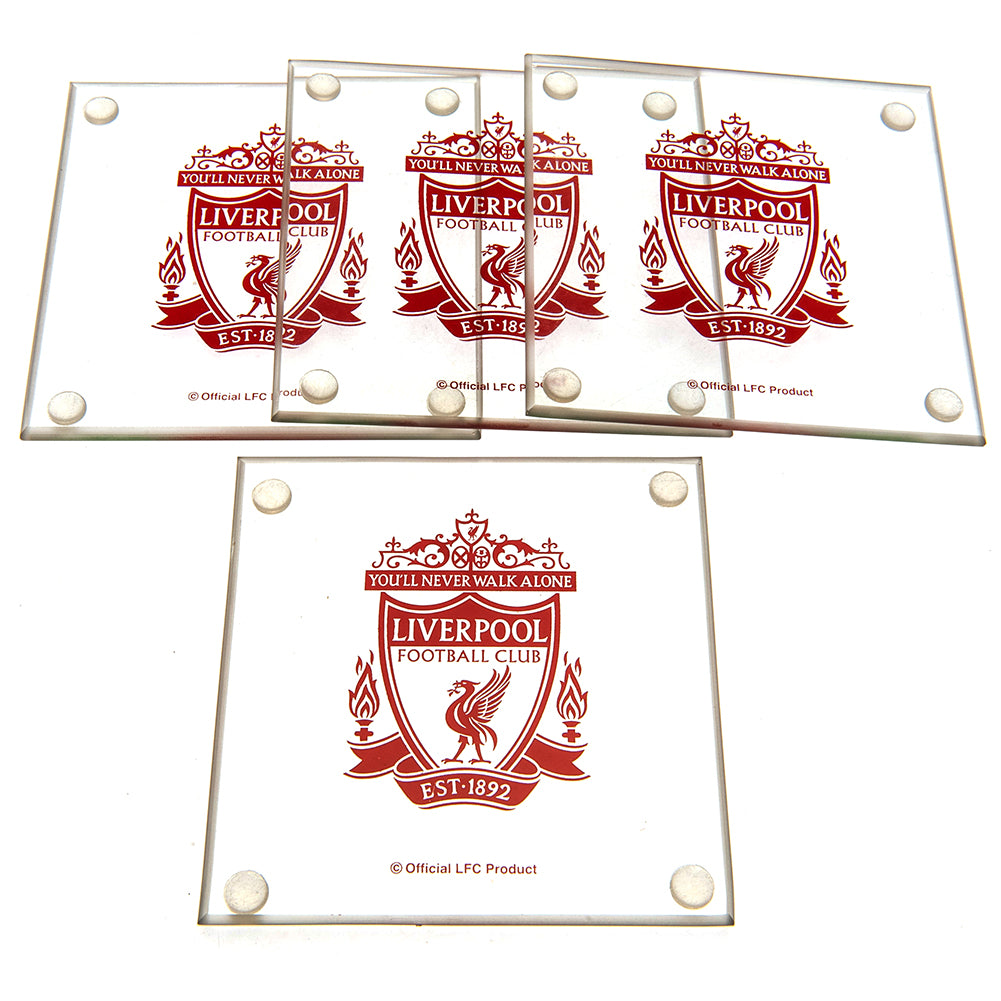 Official Liverpool FC 4pk Glass Coaster Set