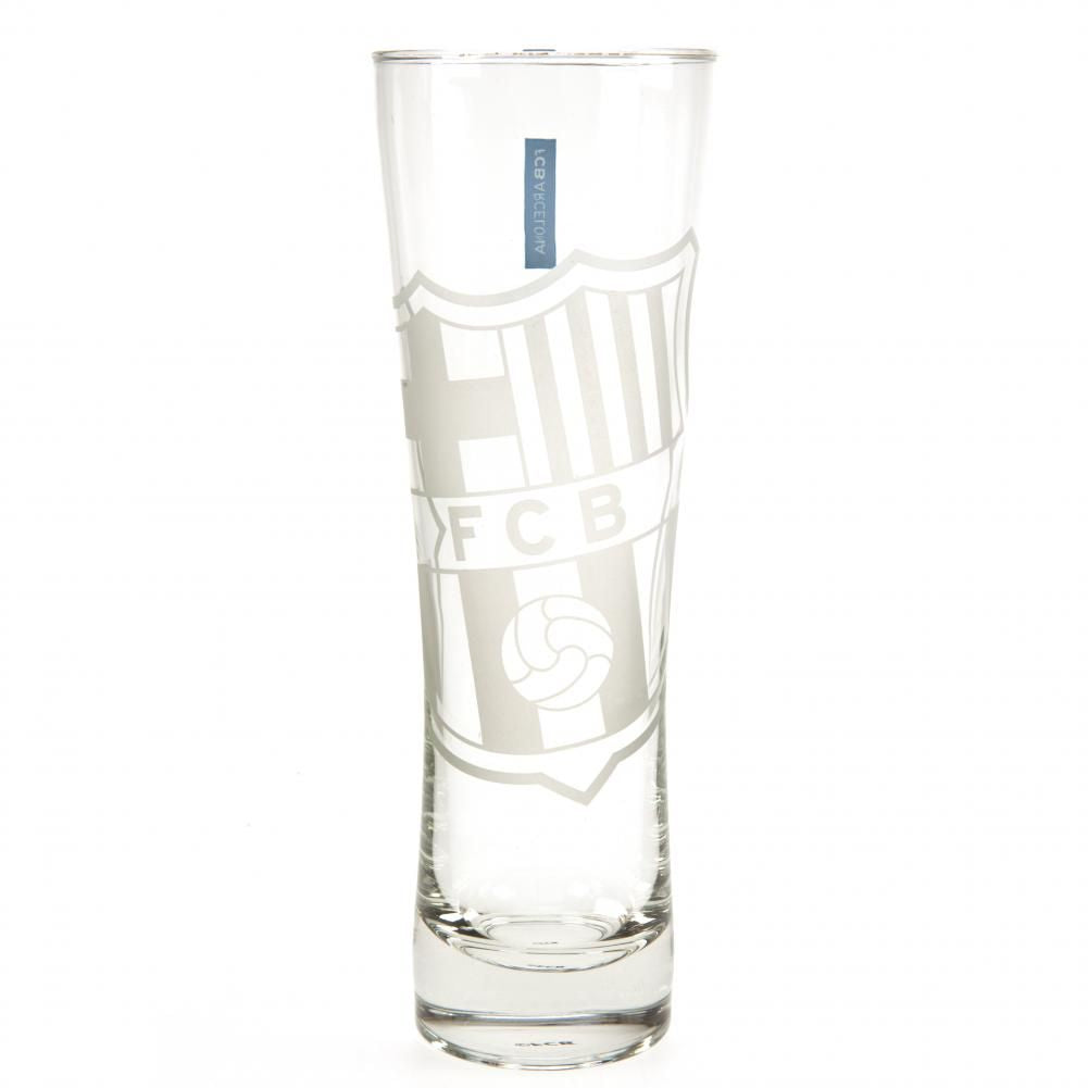 Official FC Barcelona Etched Crest Tall Beer Glass