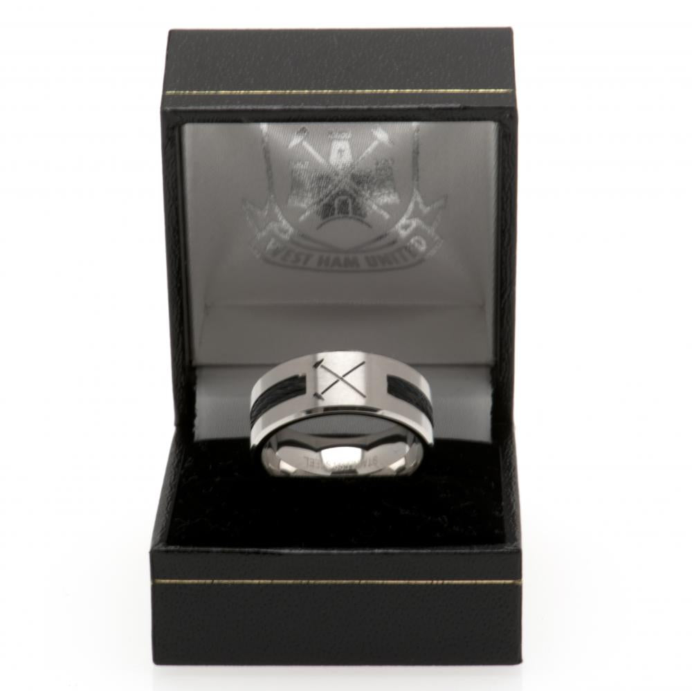 Official West Ham United FC Black Inlay Ring Medium HM