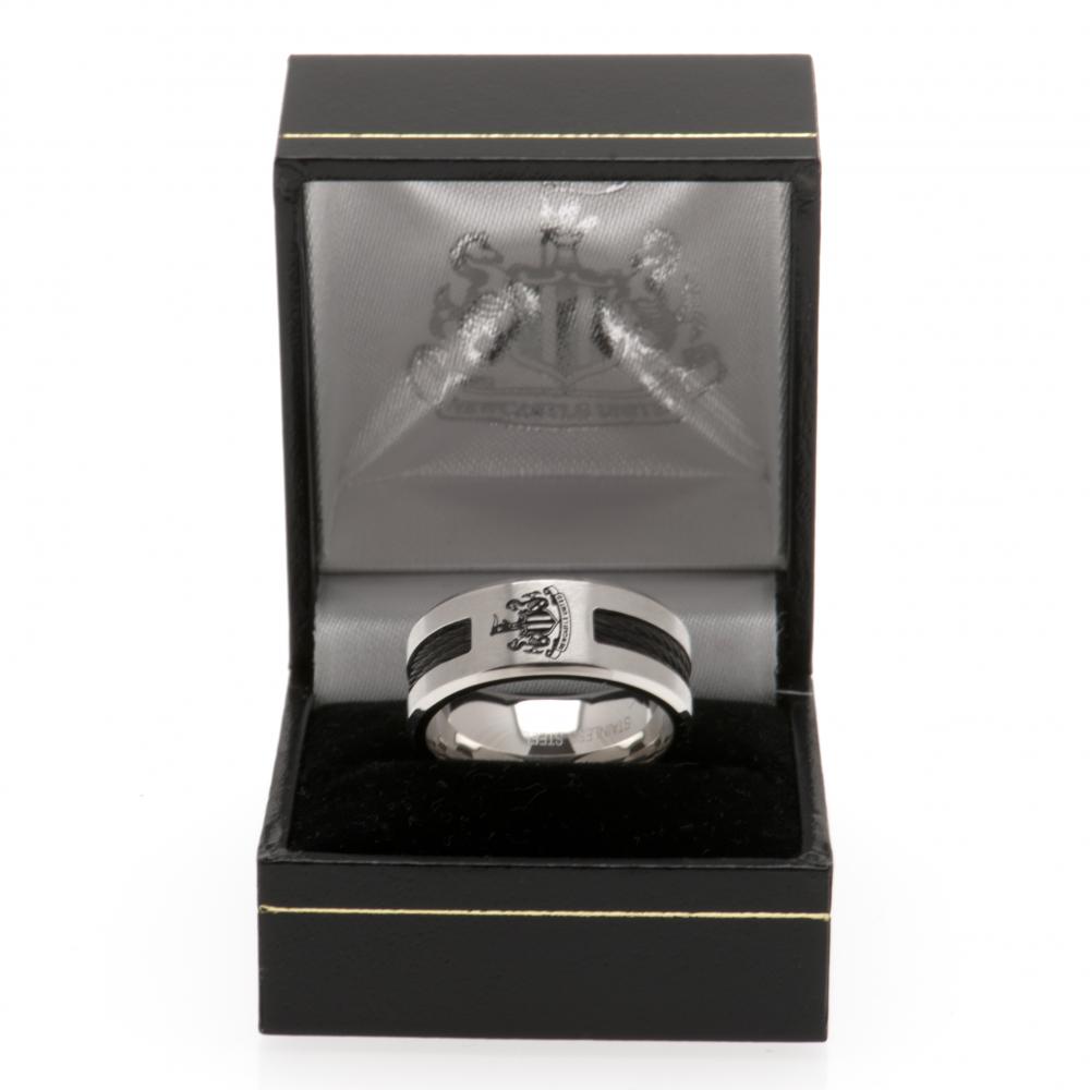 Official Newcastle United FC Black Inlay Ring Medium