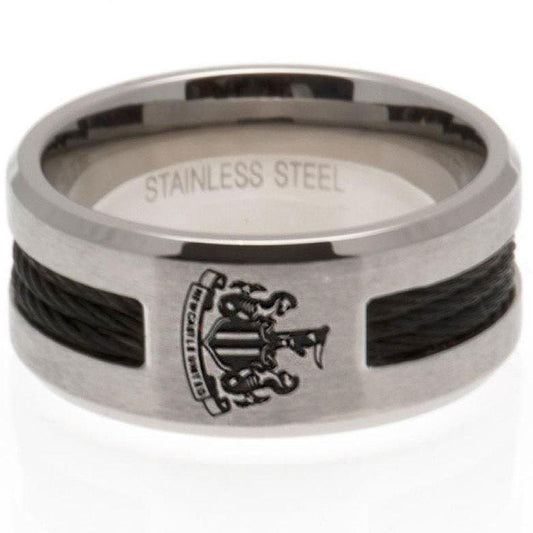 Official Newcastle United FC Black Inlay Ring Small