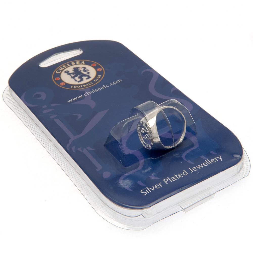 Official Chelsea FC Silver Plated Crest Ring Medium