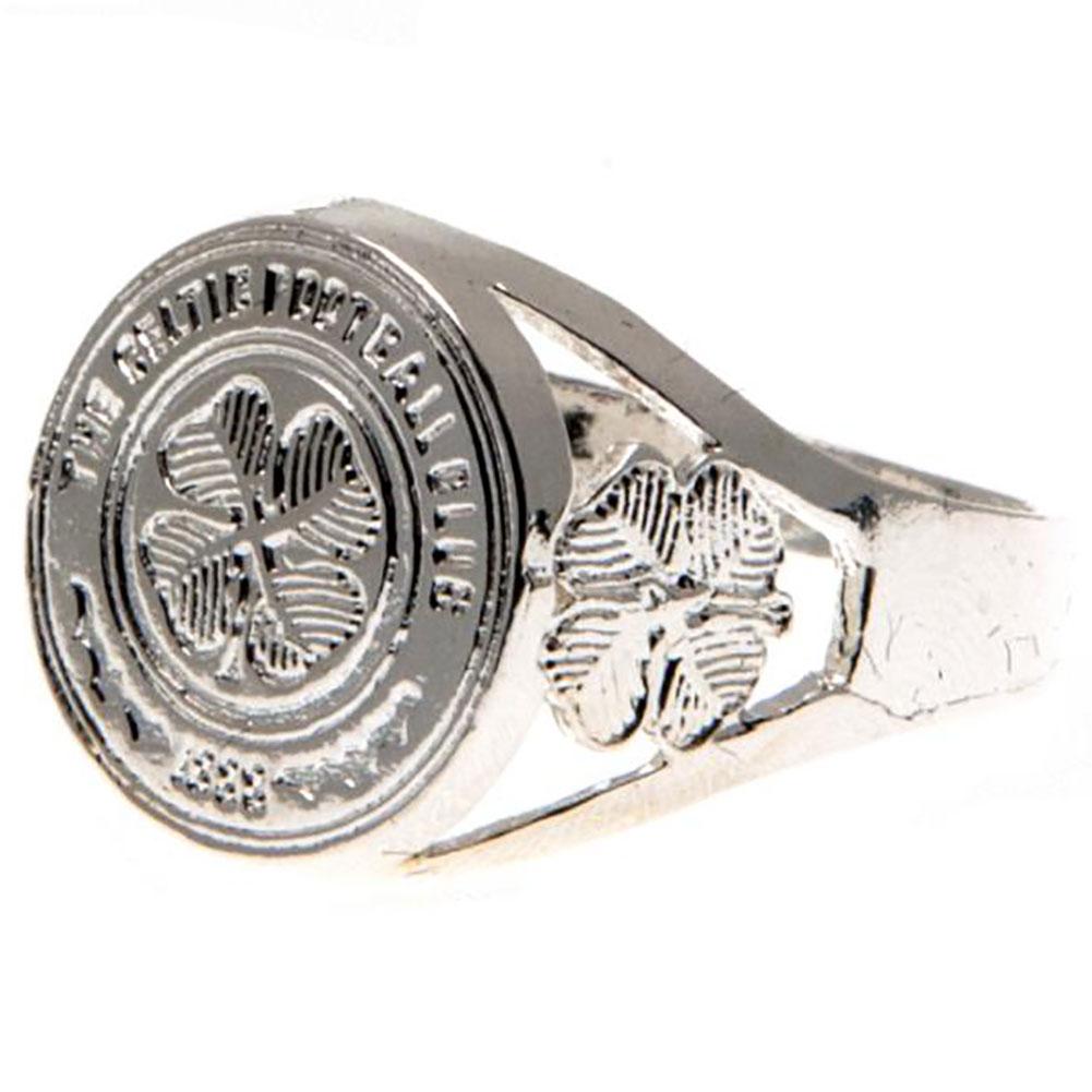 Official Celtic FC Silver Plated Crest Ring Medium