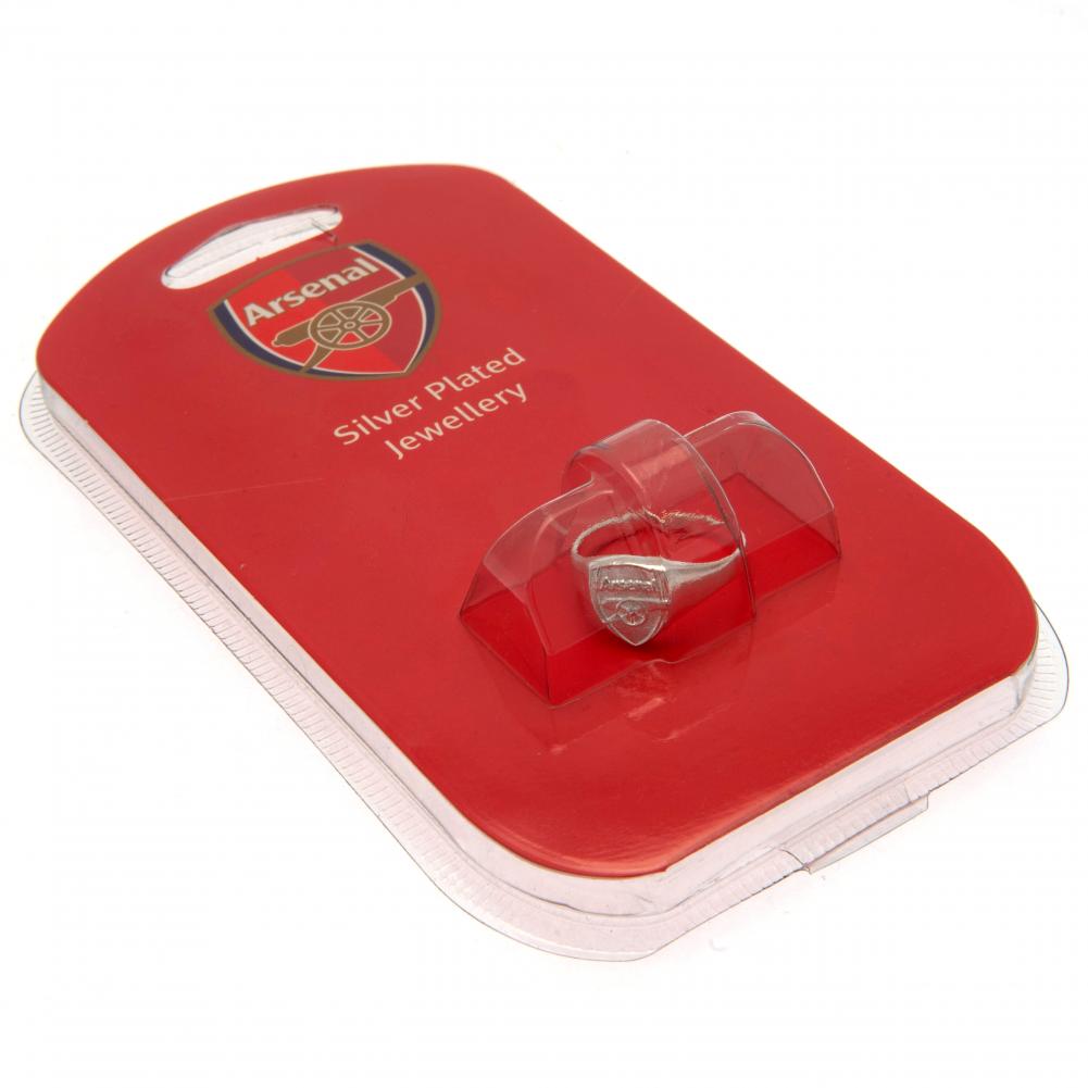 Official Arsenal FC Silver Plated Crest Ring Medium