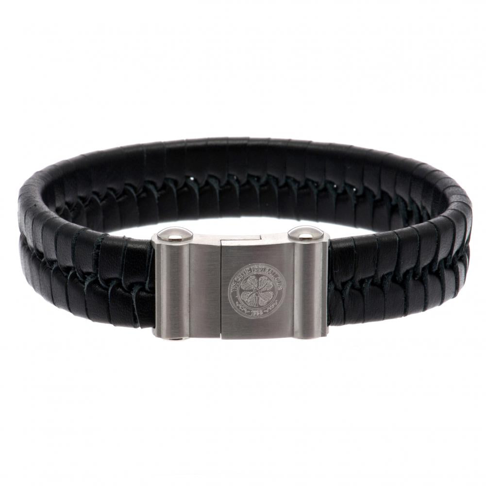 Official Celtic FC Single Plait Leather Bracelet