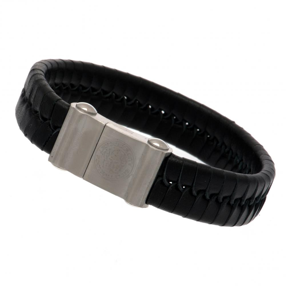 Official Leicester City FC Single Plait Leather Bracelet