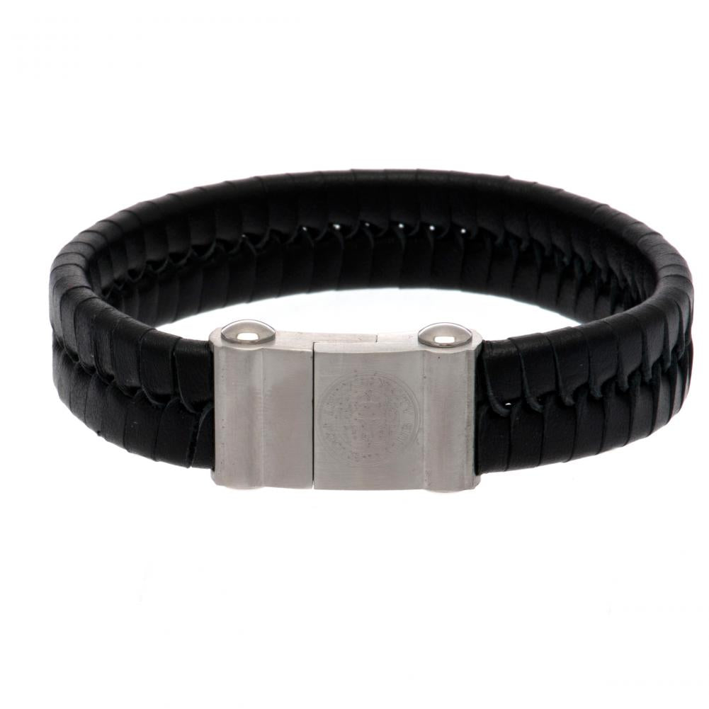 Official Leicester City FC Single Plait Leather Bracelet