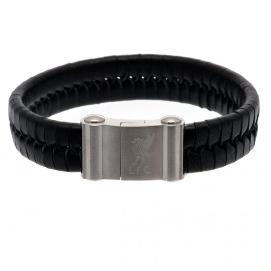 Official Liverpool FC Single Plait Leather Bracelet