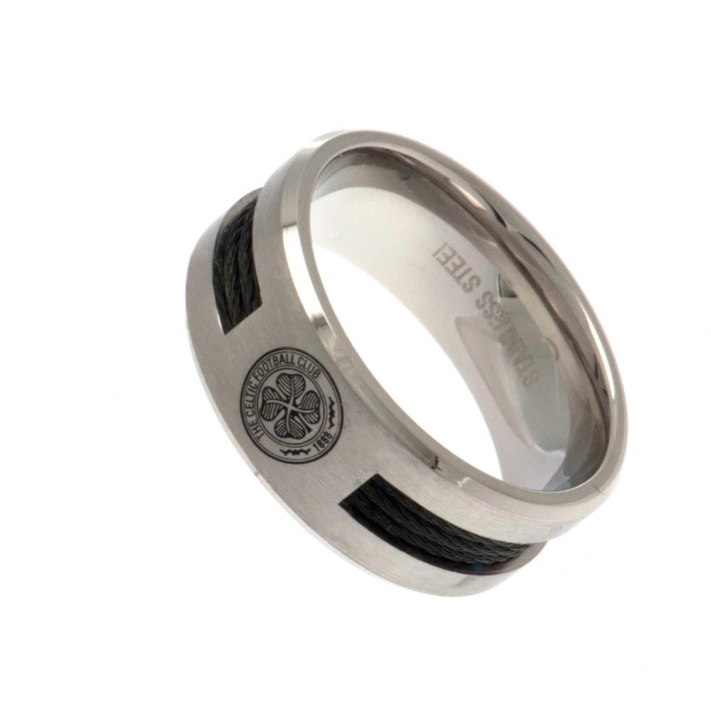 Official Celtic FC Black Inlay Ring Medium