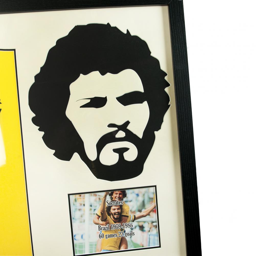 Official Brasil Socrates Signed Shirt Silhouette