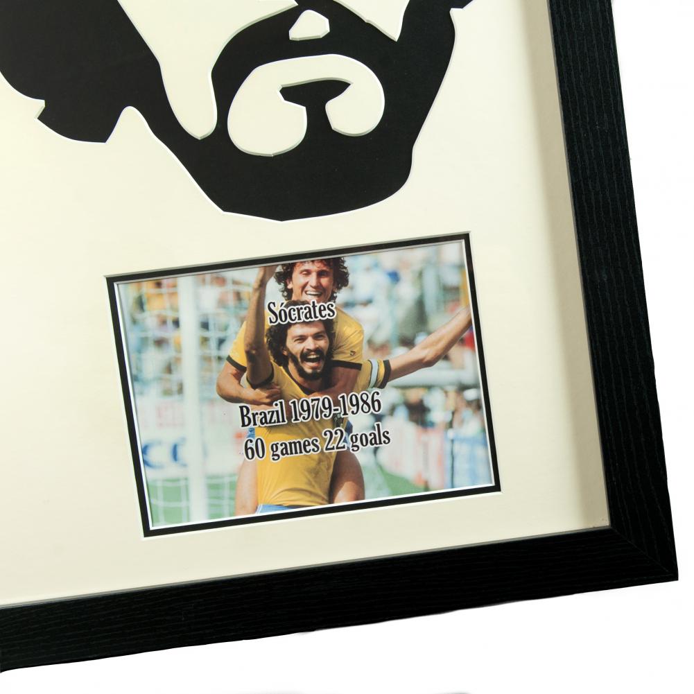 Official Brasil Socrates Signed Shirt Silhouette