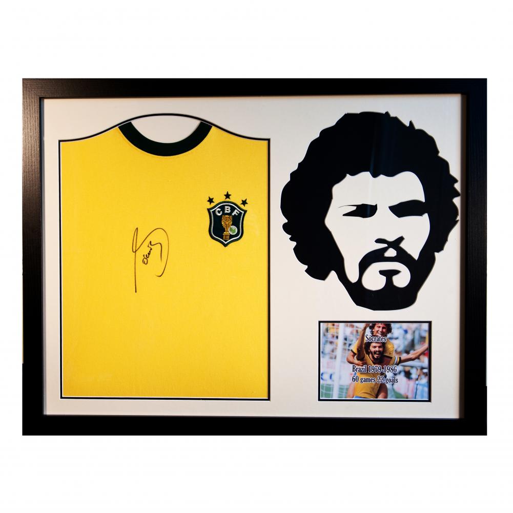 Official Brasil Socrates Signed Shirt Silhouette