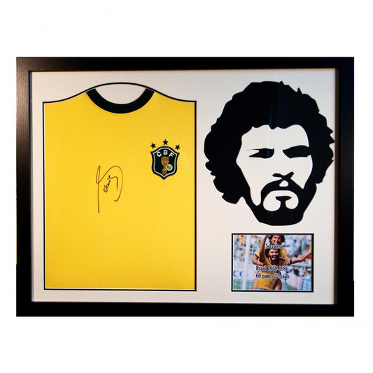 Official Brasil Socrates Signed Shirt Silhouette