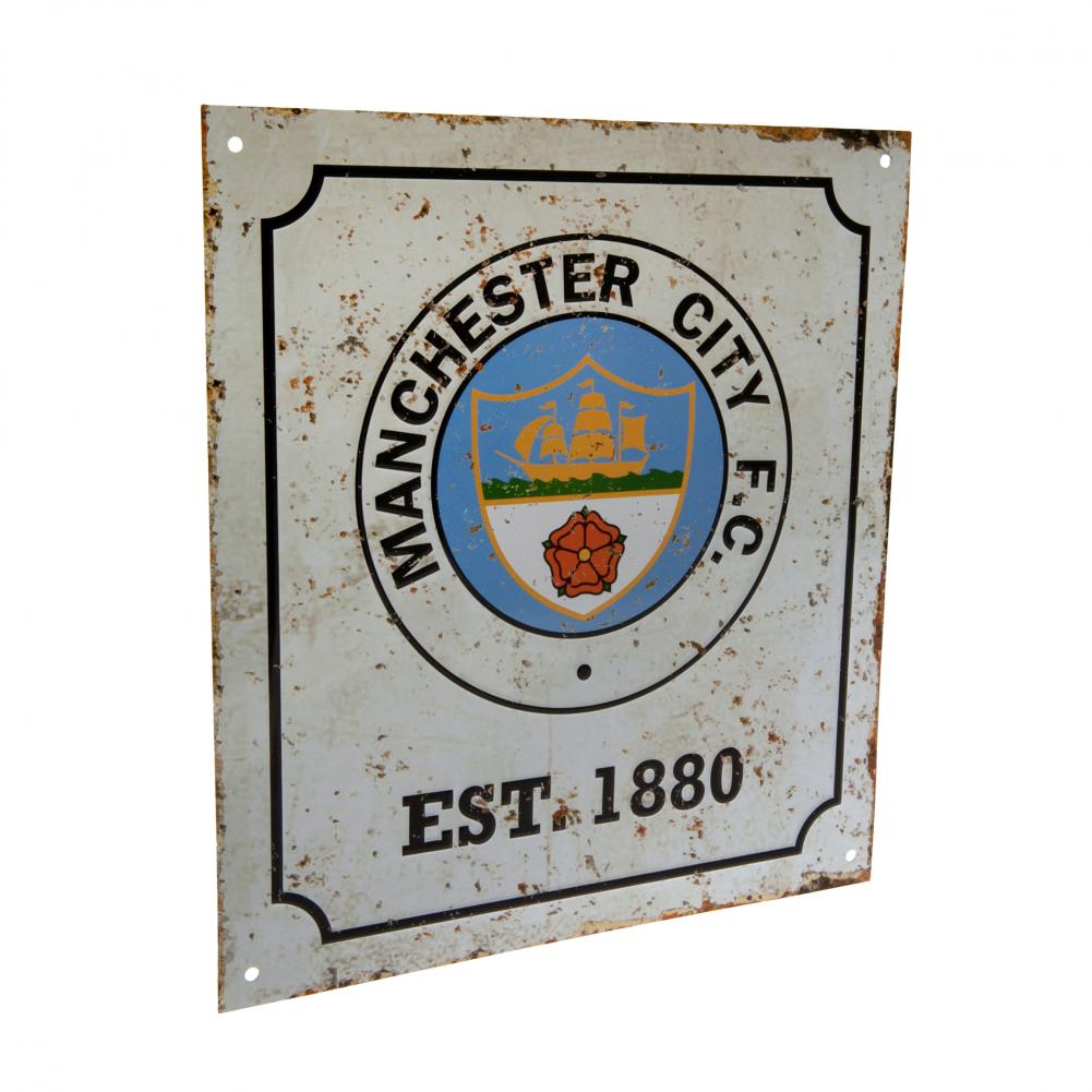 Official Manchester City FC Retro Logo Sign