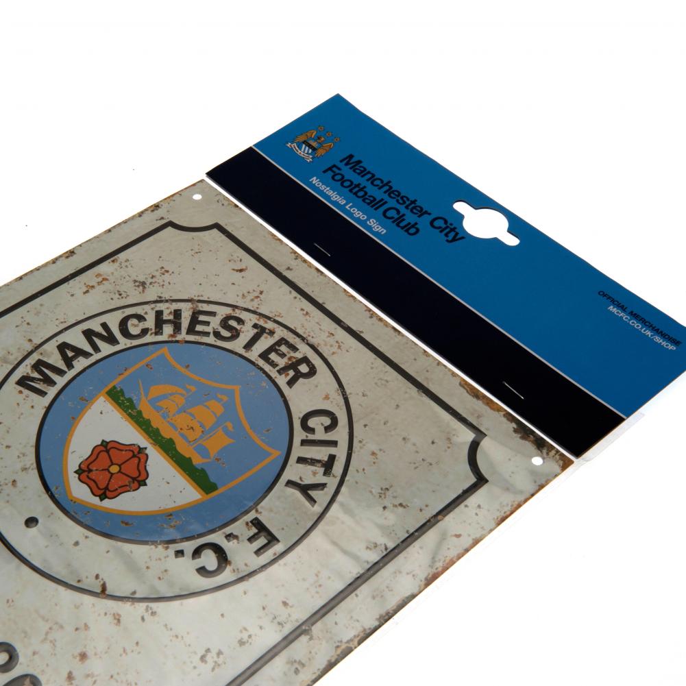 Official Manchester City FC Retro Logo Sign