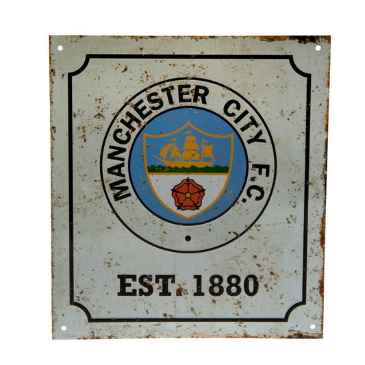 Official Manchester City FC Retro Logo Sign