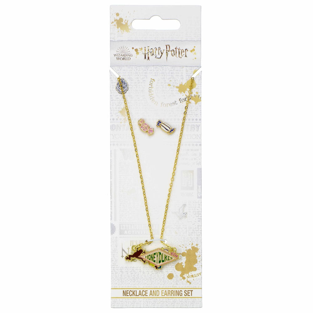 Official Harry Potter Gold Plated Necklace & Earrings Honeydukes