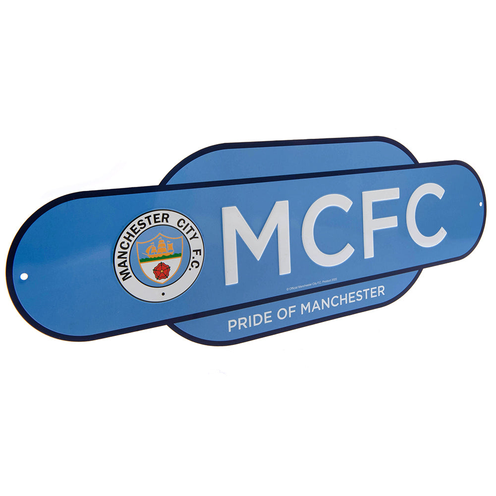 Official Manchester City FC Colour Retro Sign