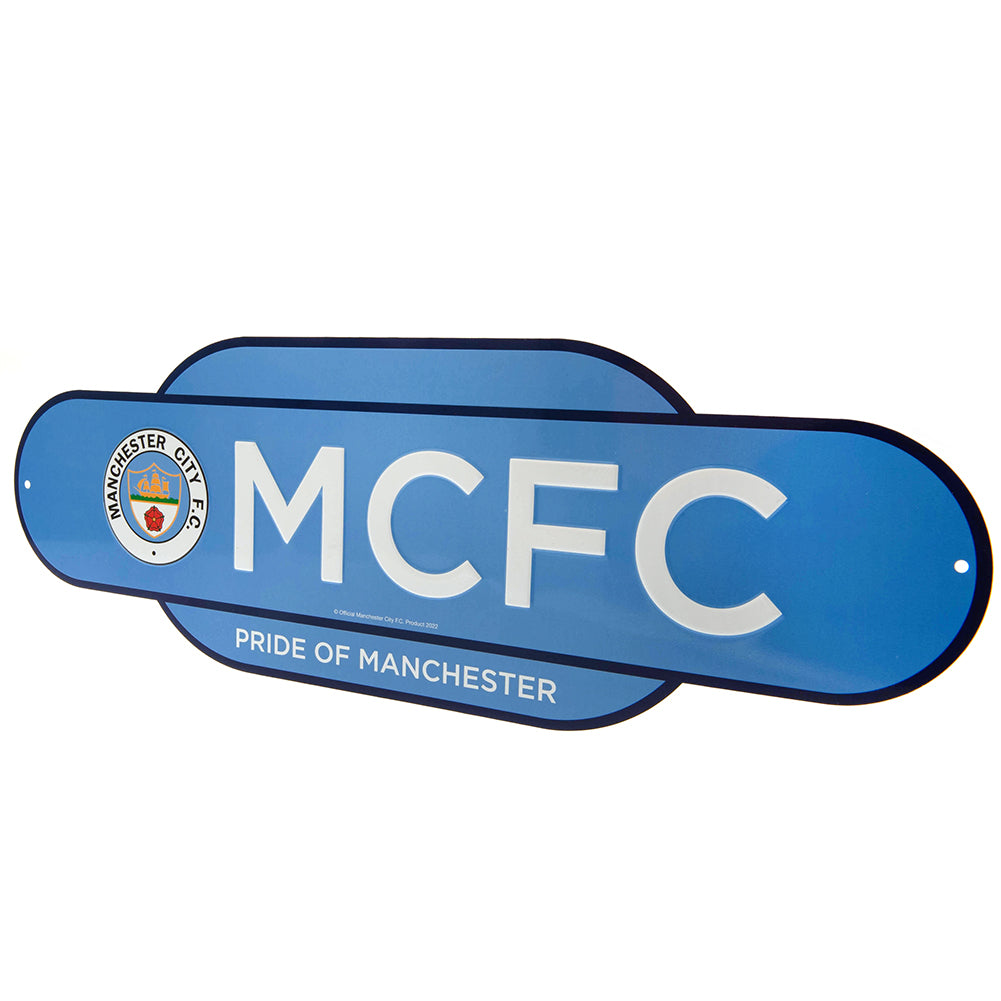 Official Manchester City FC Colour Retro Sign