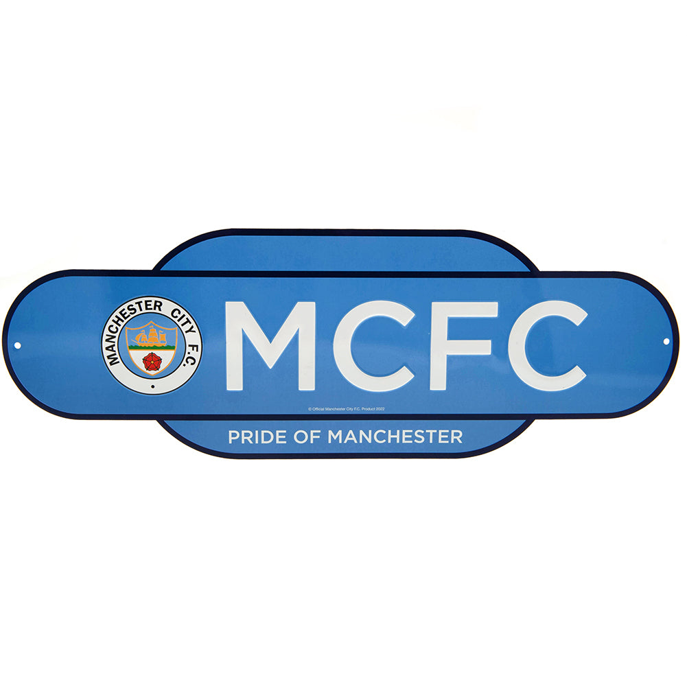 Official Manchester City FC Colour Retro Sign