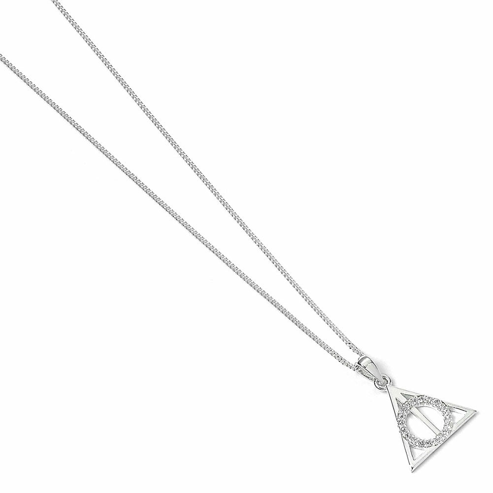 Official Harry Potter Sterling Silver Crystal Necklace Deathly Hallows