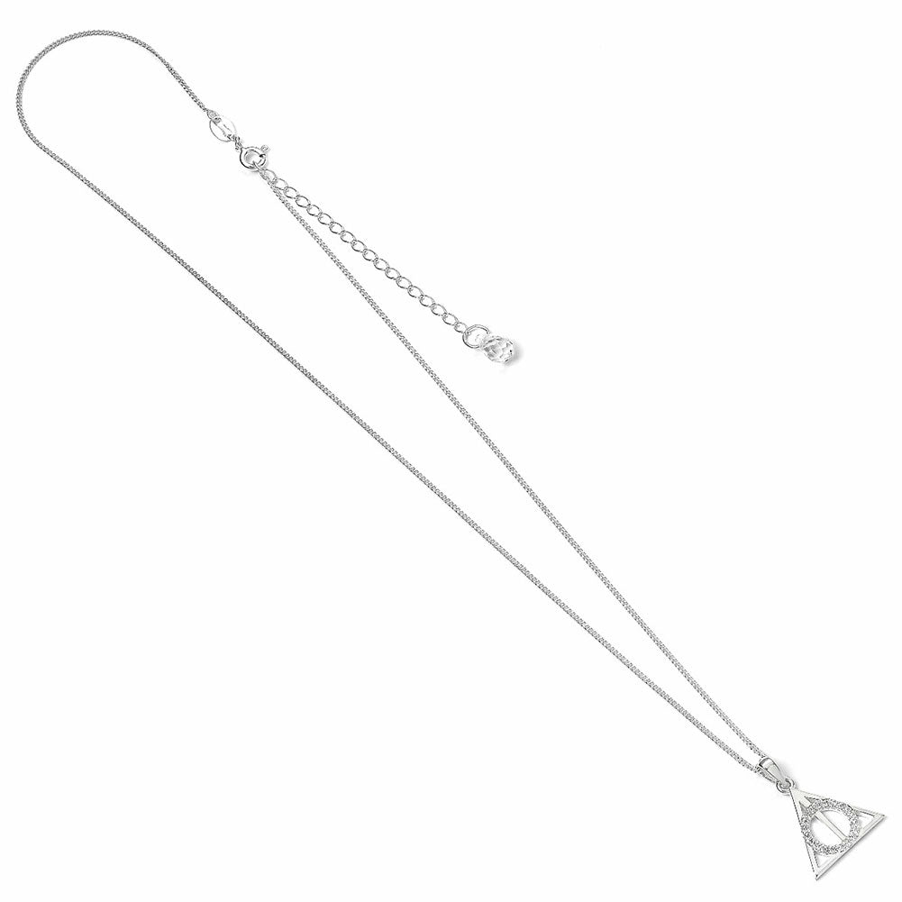 Official Harry Potter Sterling Silver Crystal Necklace Deathly Hallows